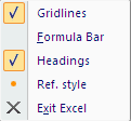 Two Excel options are on.